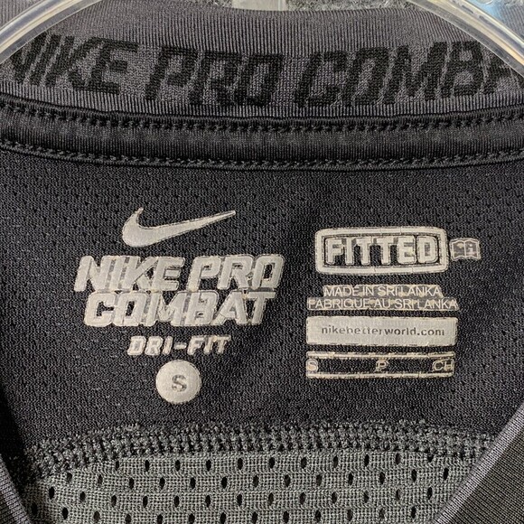 Nike ProCombat Long Sleeve Top Men Small Fitted Dri Fit Gray Baseball - Picture 6 of 12